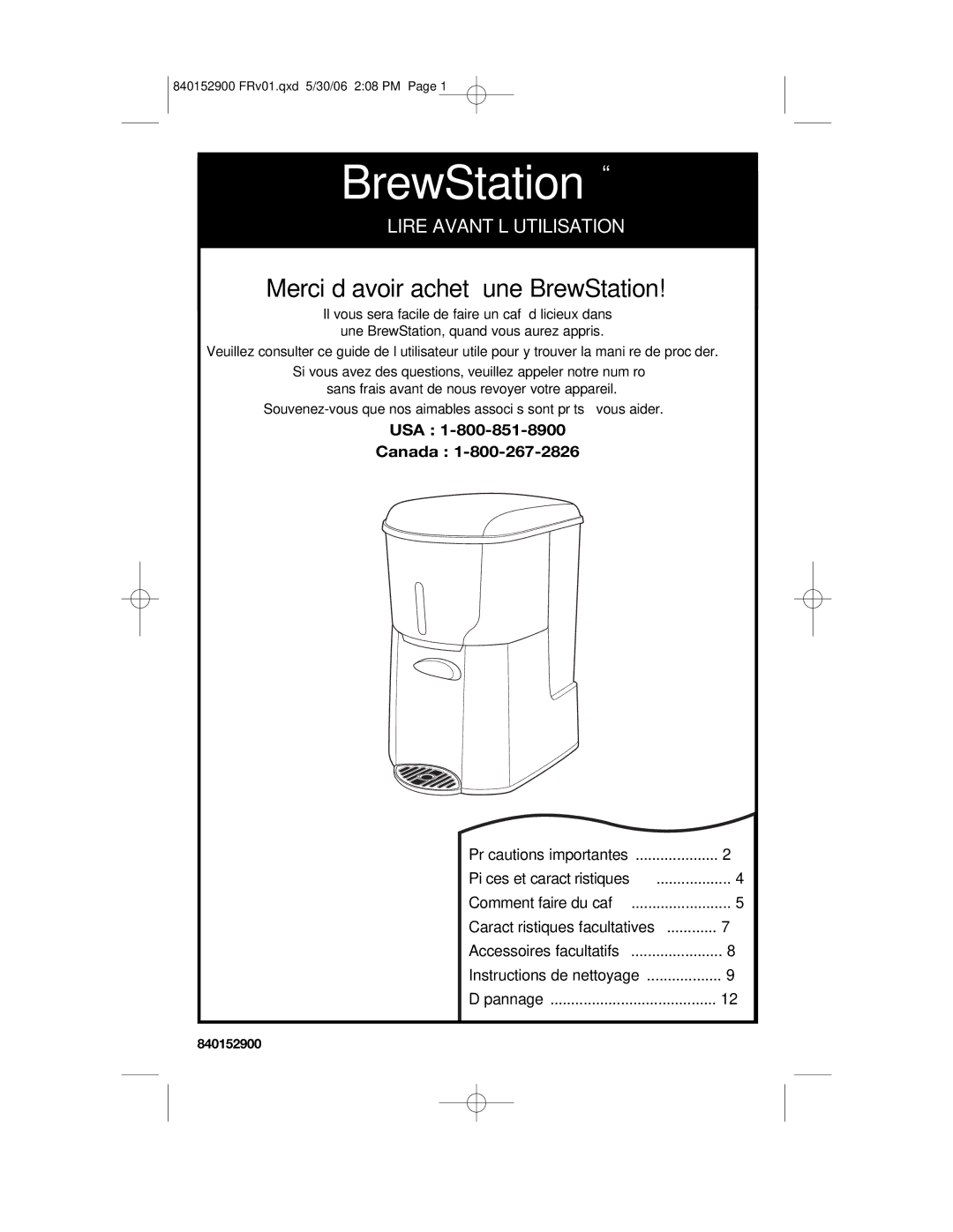 Hamilton Beach 47535C manual Merci d’avoir acheté une BrewStation 