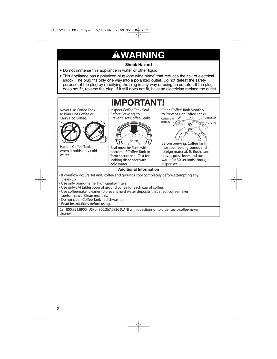 Hamilton Beach 47535C manual Wwarning 