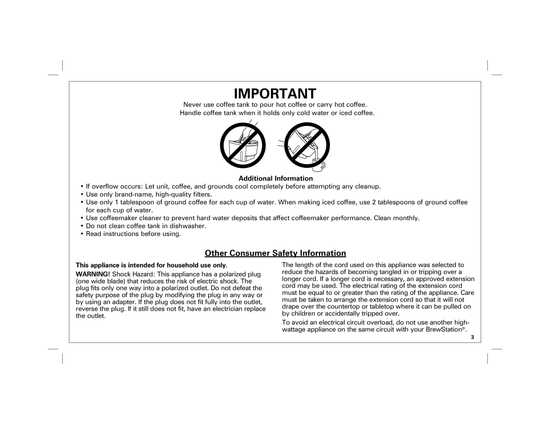 Hamilton Beach 47900 manual Other Consumer Safety Information, Additional Information 