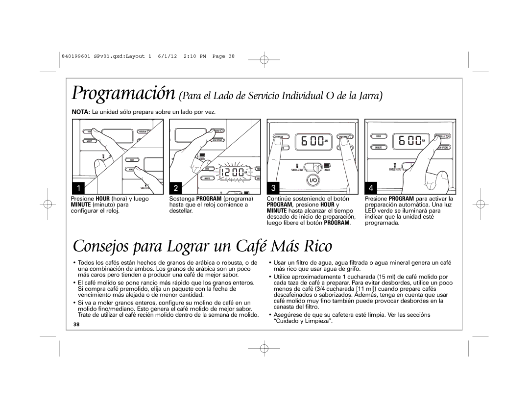 Hamilton Beach 49980Z manual Consejos para Lograr un Café Más Rico 