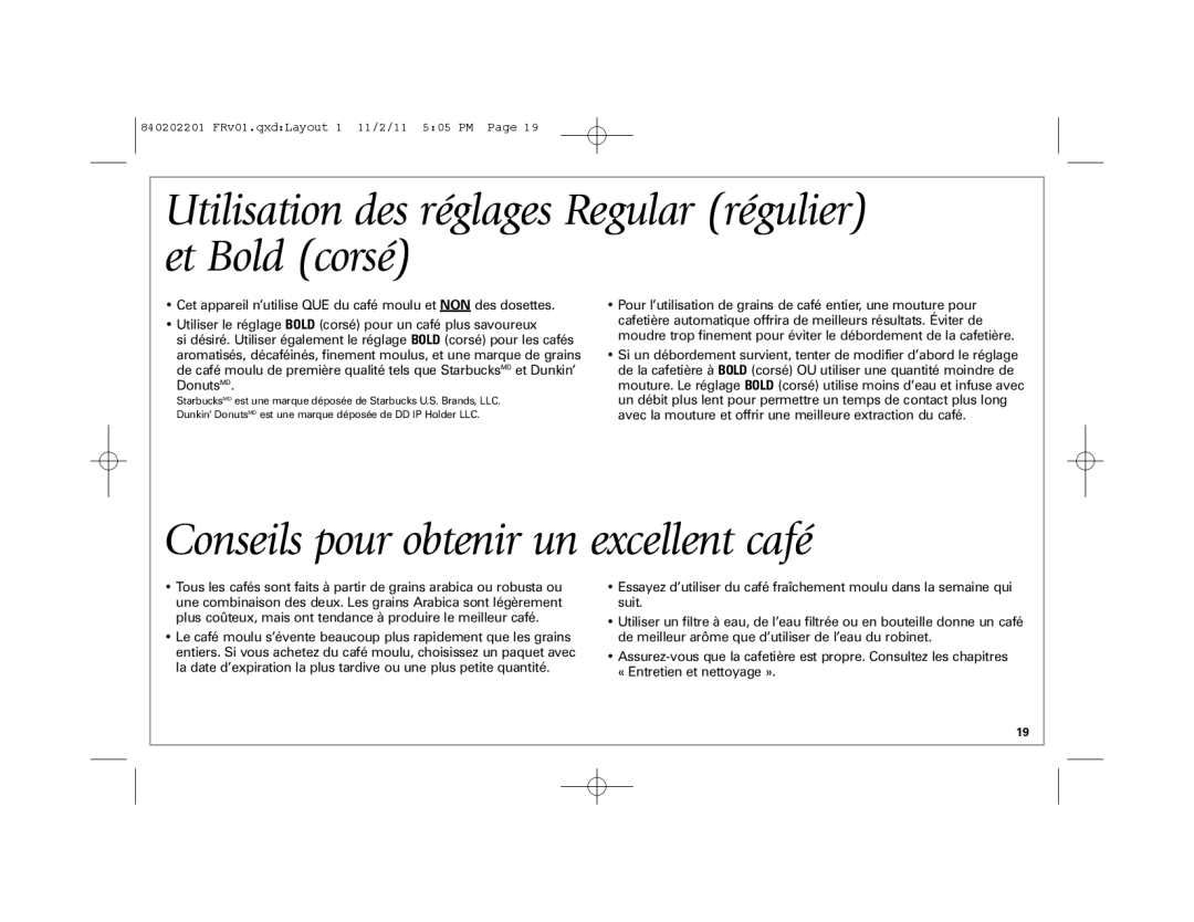 Hamilton Beach 49981 Utilisation des réglages Regular régulier et Bold corsé, Conseils pour obtenir un excellent café 