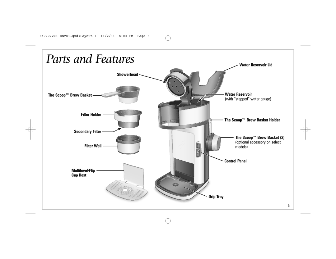 Hamilton Beach 49981 manual Scoop Brew Basket Holder, Multilevel/Flip 