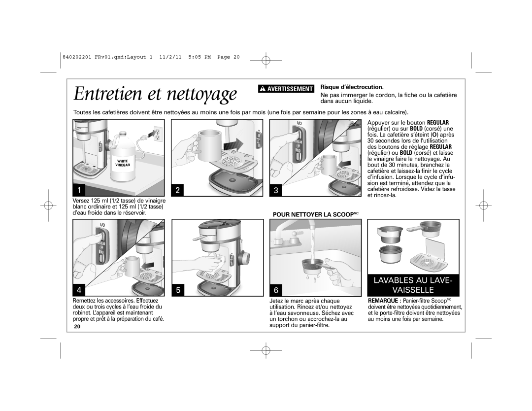 Hamilton Beach 49981 manual Entretien et nettoyage, Lavables Au Lave Vaisselle, w AVERTISSEMENT 