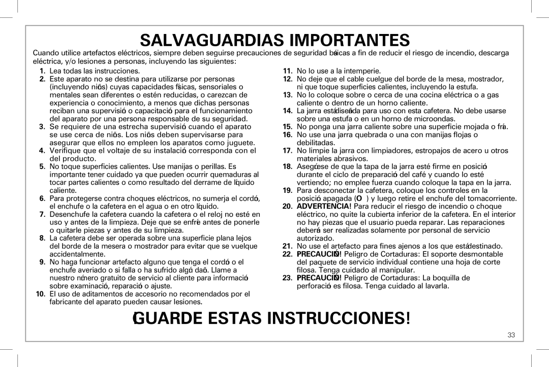 Hamilton Beach 49983 manual Salvaguardias Importantes 