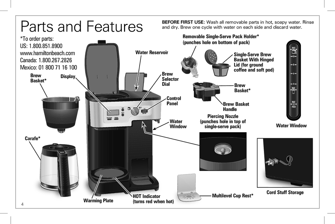 Hamilton Beach 49983 manual Single-Serve Brew, Warming Plate 