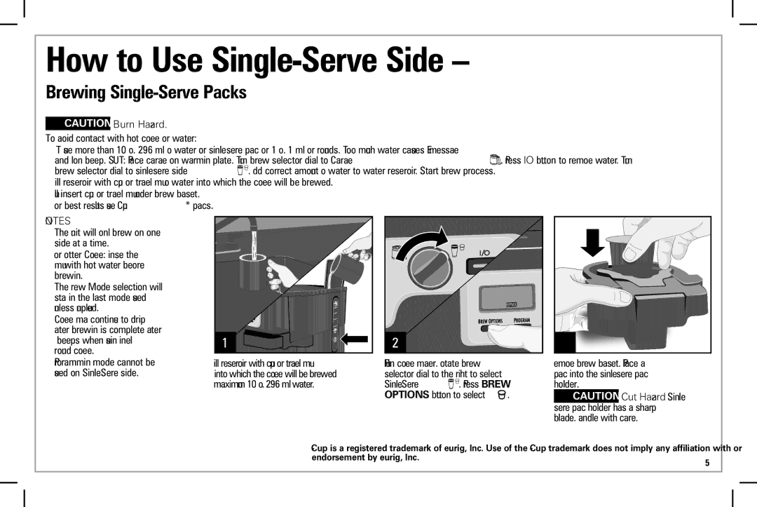 Hamilton Beach 49983 manual How to Use Single-Serve Side, Brewing Single-Serve Packs 