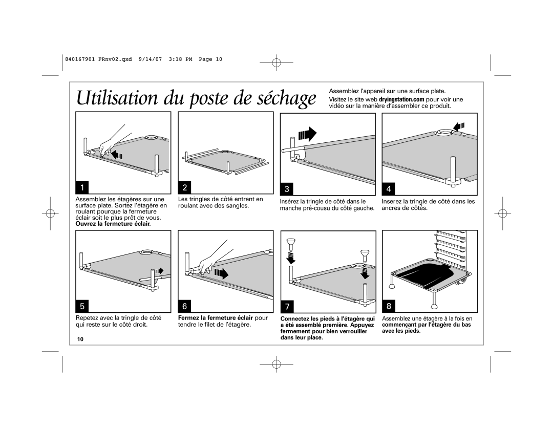 Hamilton Beach 11530 D01 120V~ 60Hz 0, 5 A, 11510, 11520 manual Assemblez l’appareil sur une surface plate, Ancres de côtés 