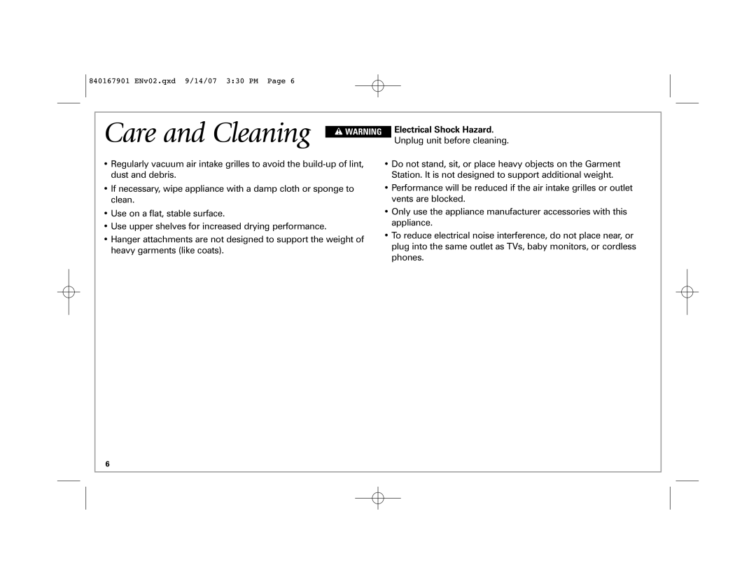 Hamilton Beach 11530 D01 120V~ 60Hz 0, 5 A, 11510, 11520 manual Care and Cleaning 