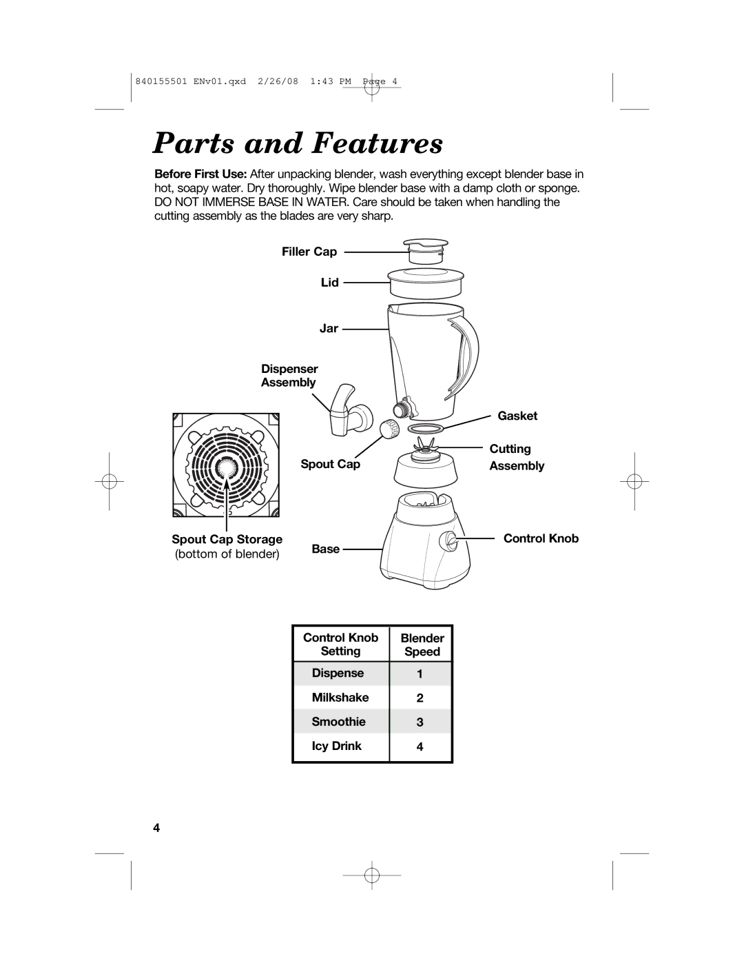 Hamilton Beach 54616C manual Parts and Features 