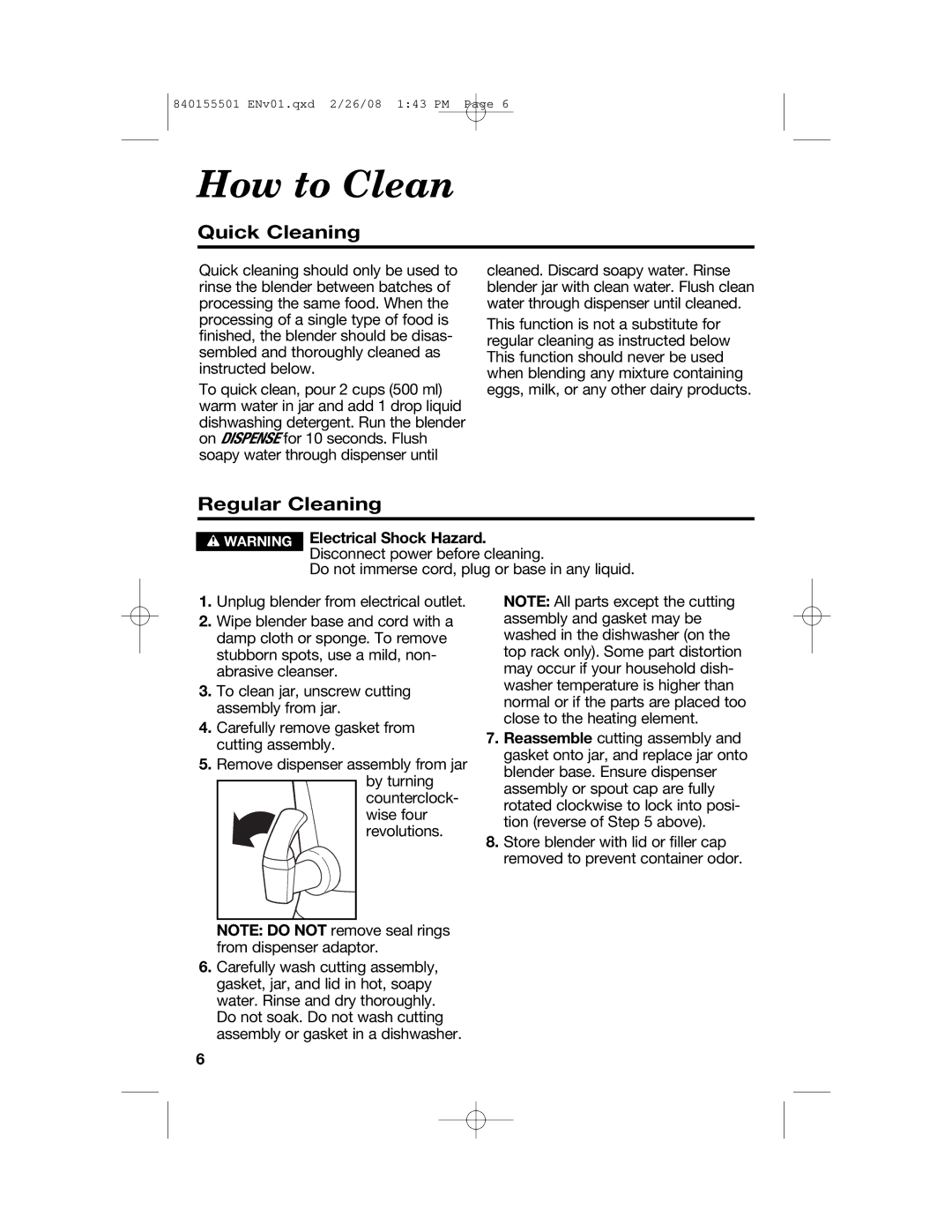 Hamilton Beach 54616C manual How to Clean, Quick Cleaning, Regular Cleaning 