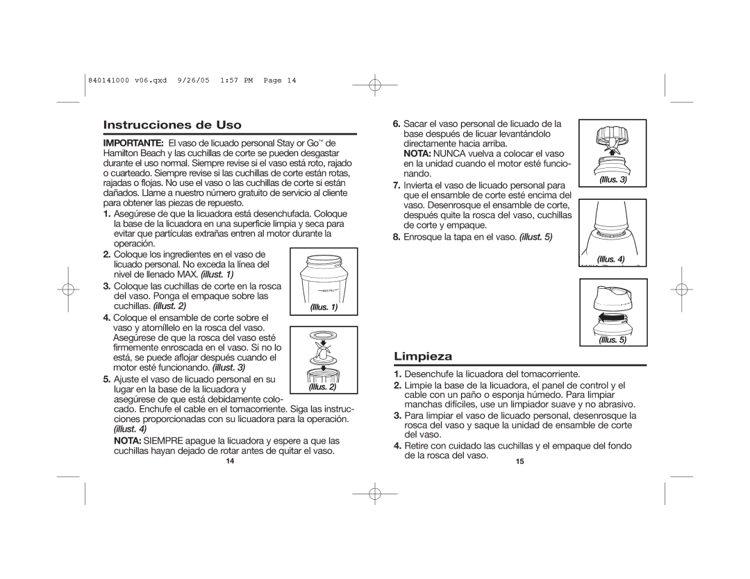 Hamilton Beach 56409 manual Instrucciones de Uso, Limpieza 