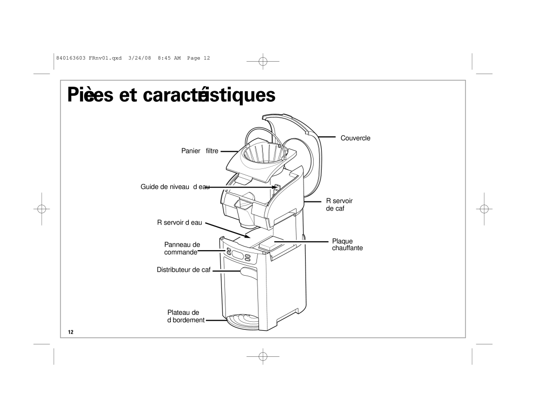 Hamilton Beach 6-Cup BrewStation, 48274 manual Pièces et caractéristiques 