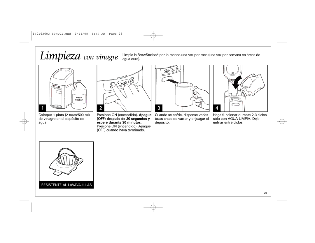 Hamilton Beach 48274, 6-Cup BrewStation manual Resistente AL Lavavajillas 