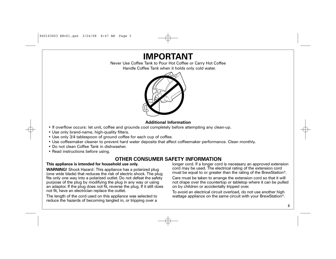 Hamilton Beach 48274, 6-Cup BrewStation manual Other Consumer Safety Information 