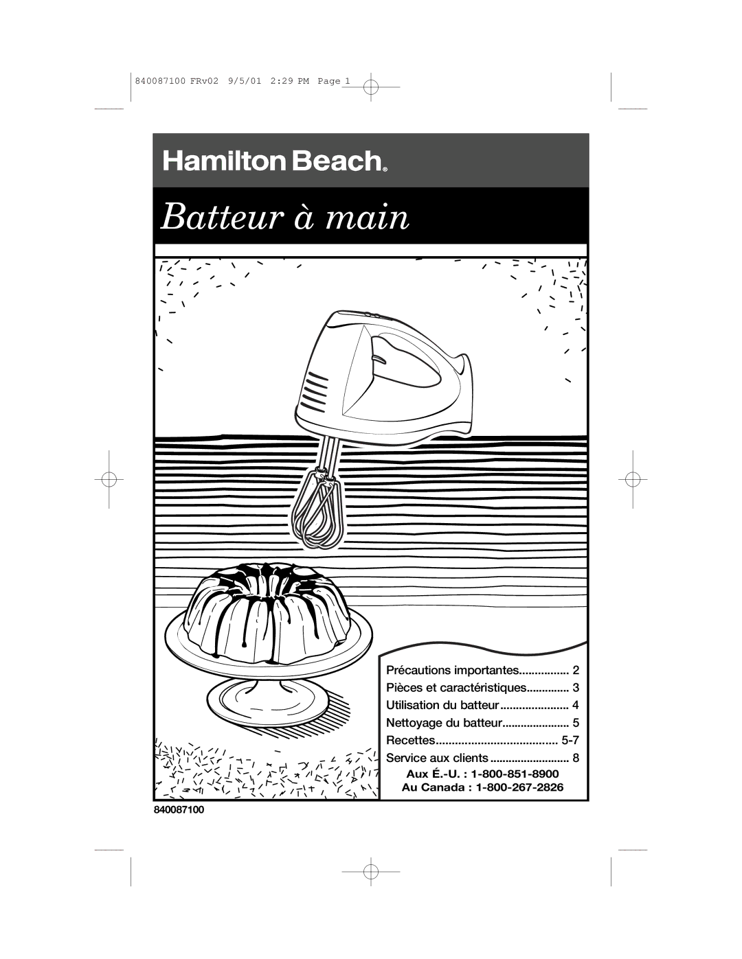 Hamilton Beach 62000 manual Batteur à main 