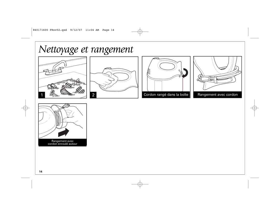 Hamilton Beach 62650C manual Nettoyage et rangement 