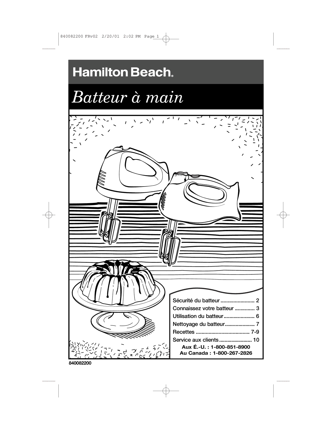 Hamilton Beach 62695RC manual Batteur à main 