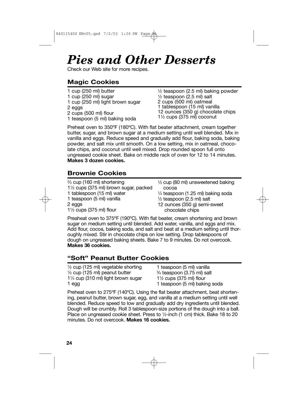 Hamilton Beach 63222CH Magic Cookies, Brownie Cookies, Soft Peanut Butter Cookies, Makes 3 dozen cookies, Makes 36 cookies 