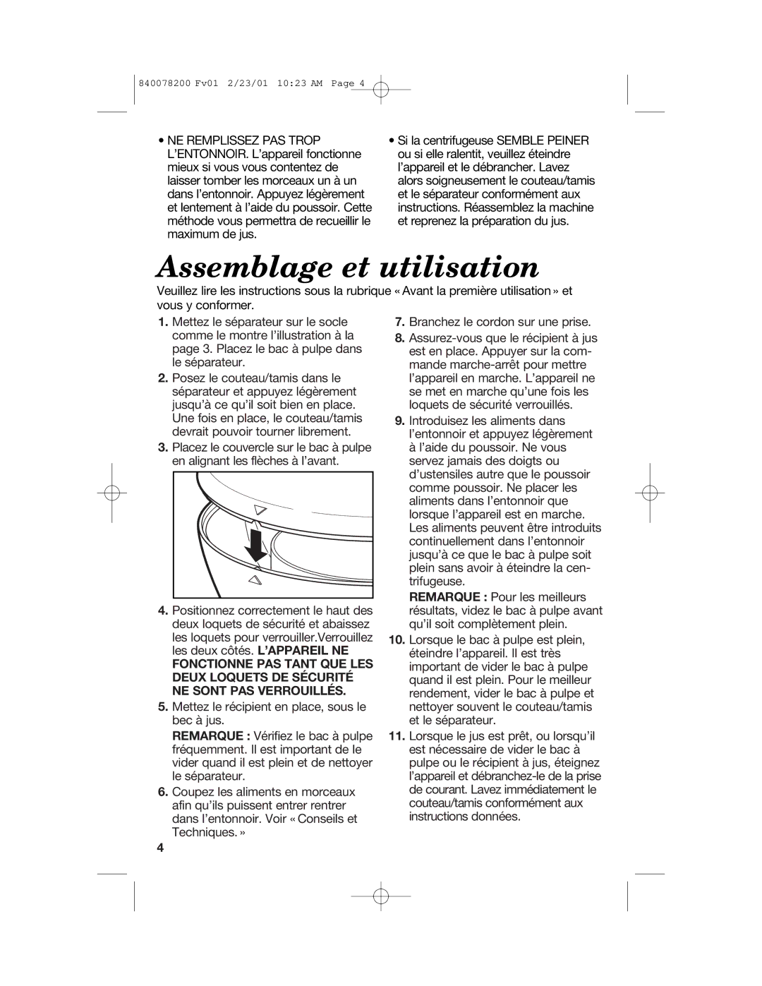 Hamilton Beach 67333 manual Assemblage et utilisation 