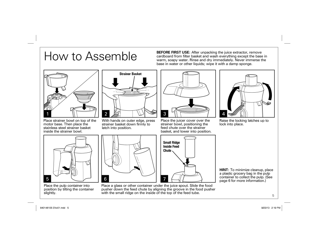 Hamilton Beach 67608 manual Strainer Basket 