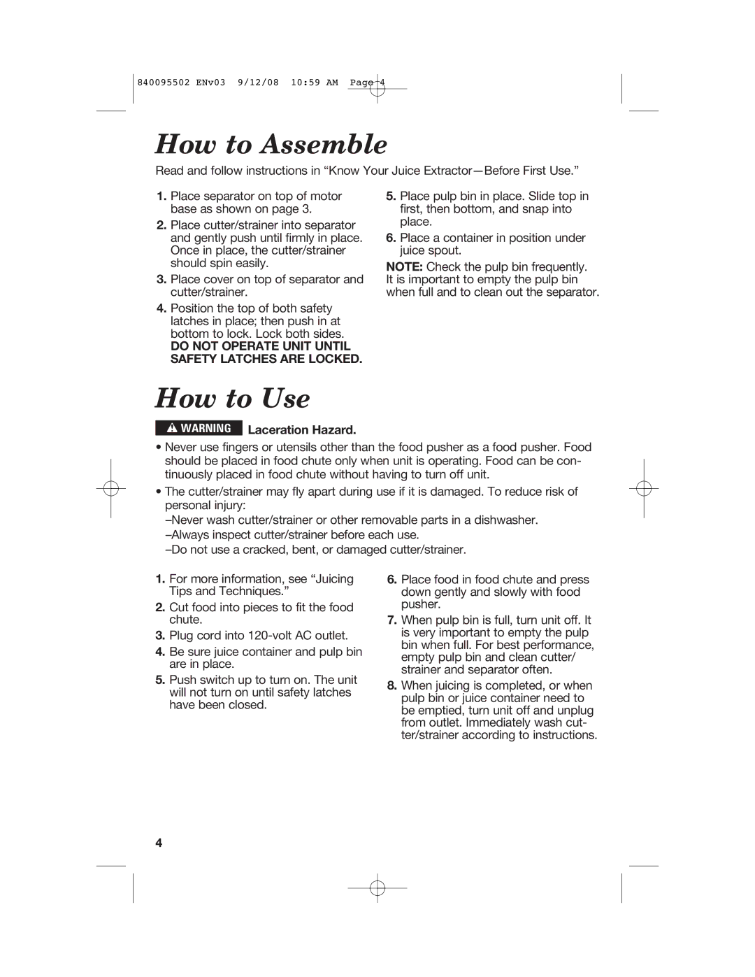 Hamilton Beach 67801 manual How to Assemble, How to Use 