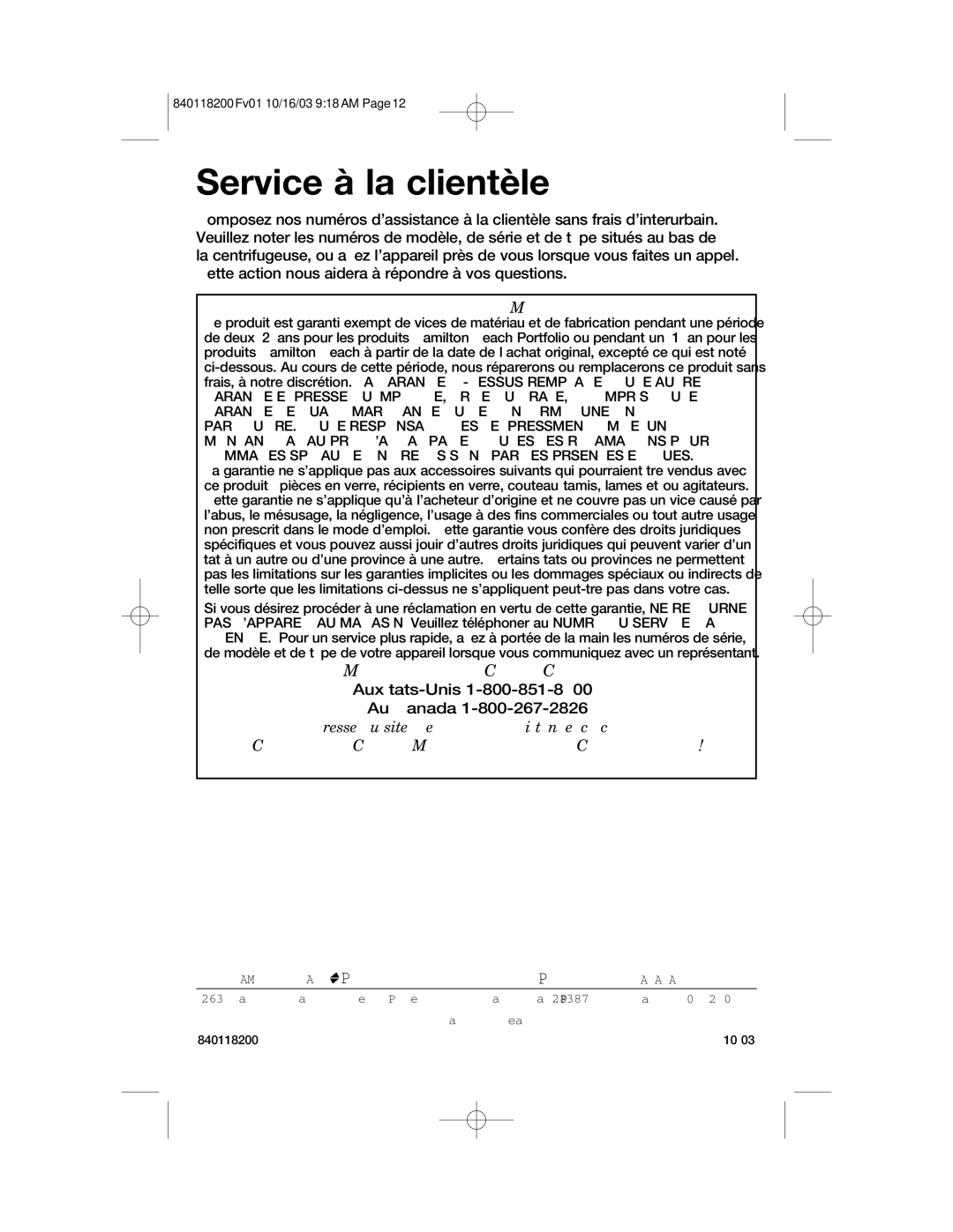 Hamilton Beach 67900 manual Garantie Limitée, Conservez CES Numéros Pour Référence Ultérieure 