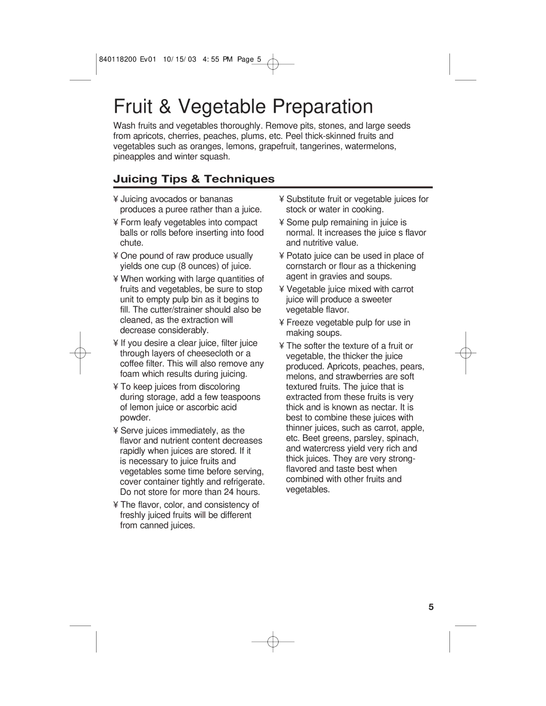 Hamilton Beach 67900 manual Fruit & Vegetable Preparation, Juicing Tips & Techniques 