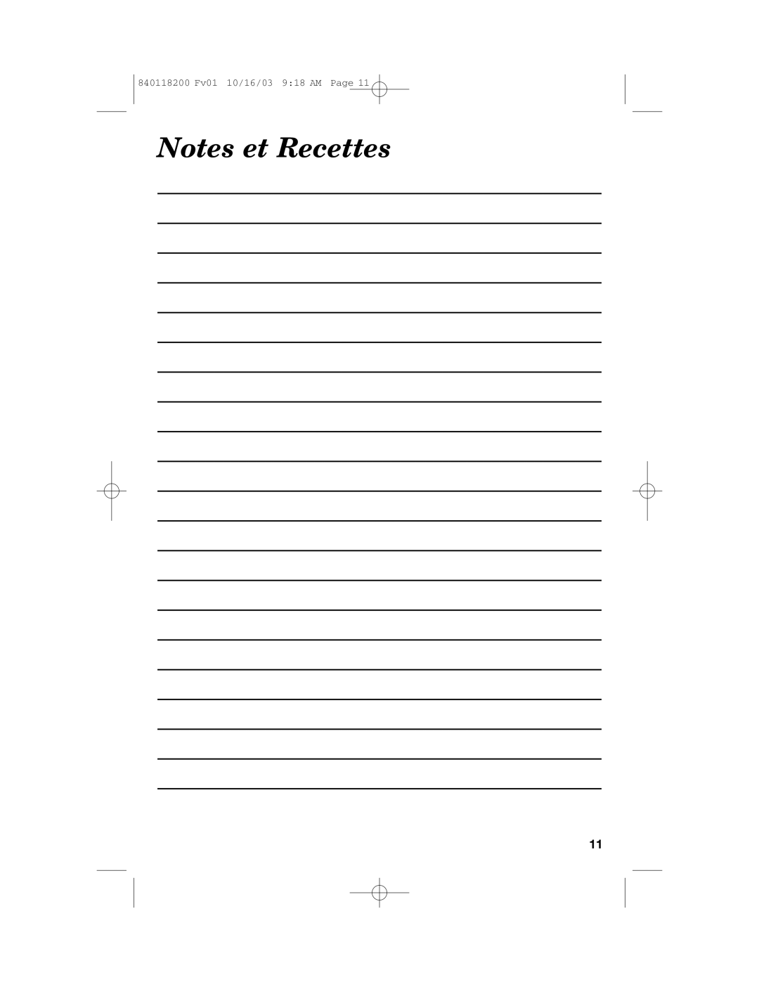 Hamilton Beach 67900 manual Notes et Recettes, 840118200 Fv01 10/16/03 9 18 AM Page 