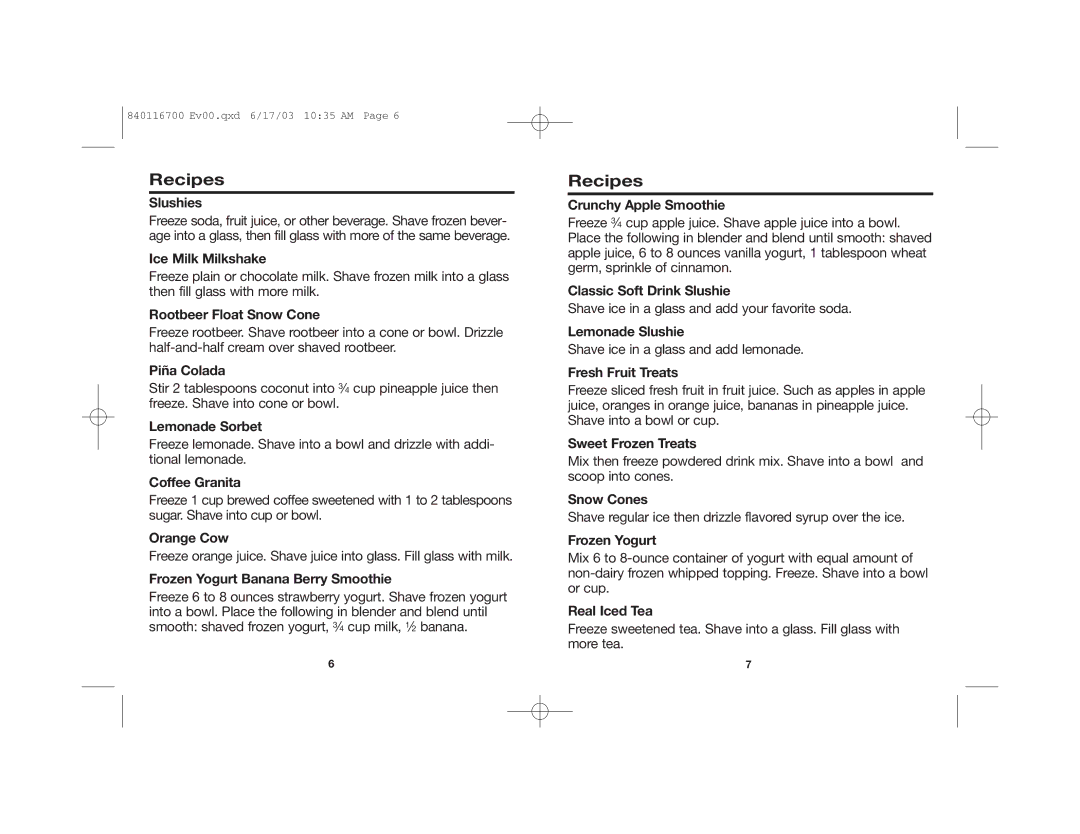 Hamilton Beach 68010 manual Recipes 