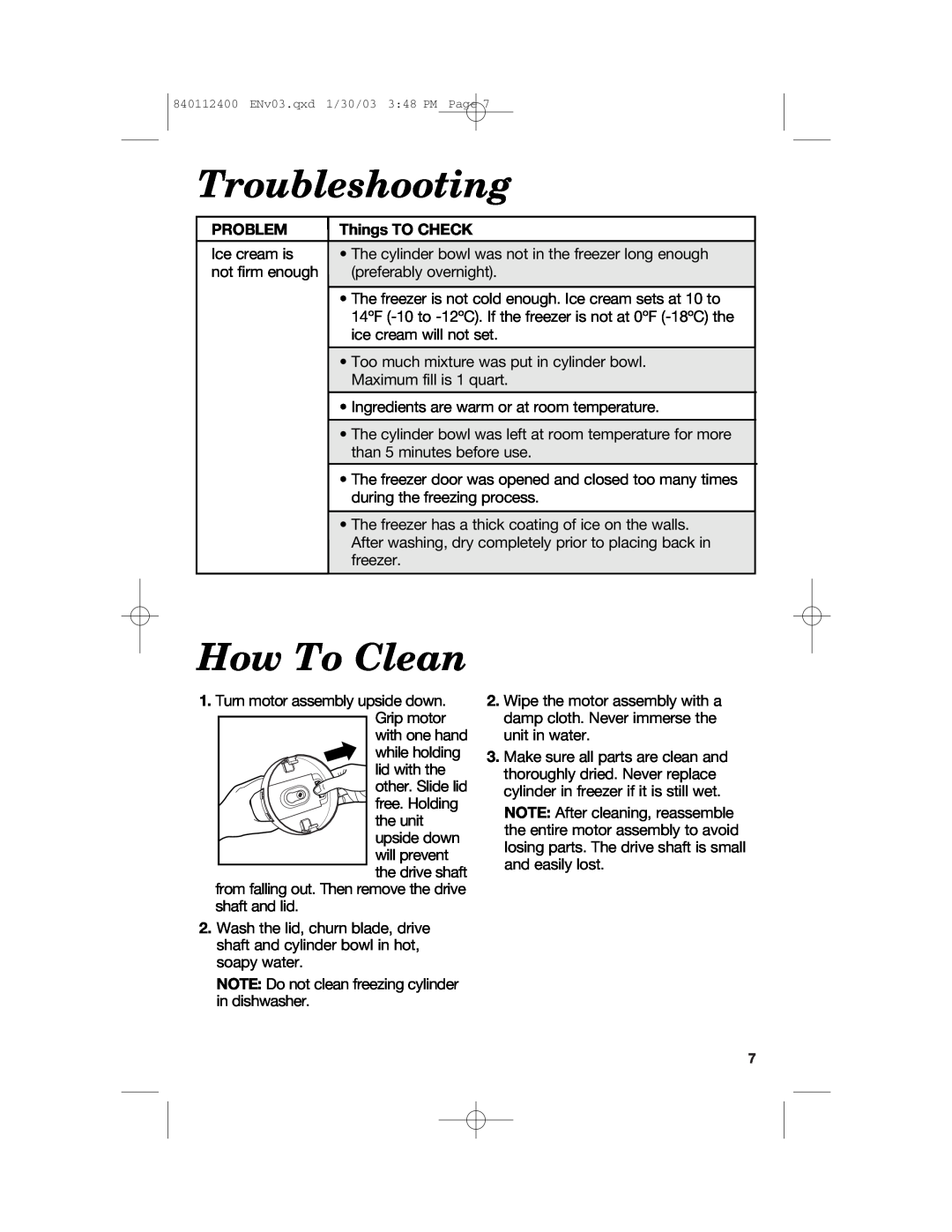 Hamilton Beach 68120 manual Troubleshooting, How To Clean, Problem, Things TO CHECK 