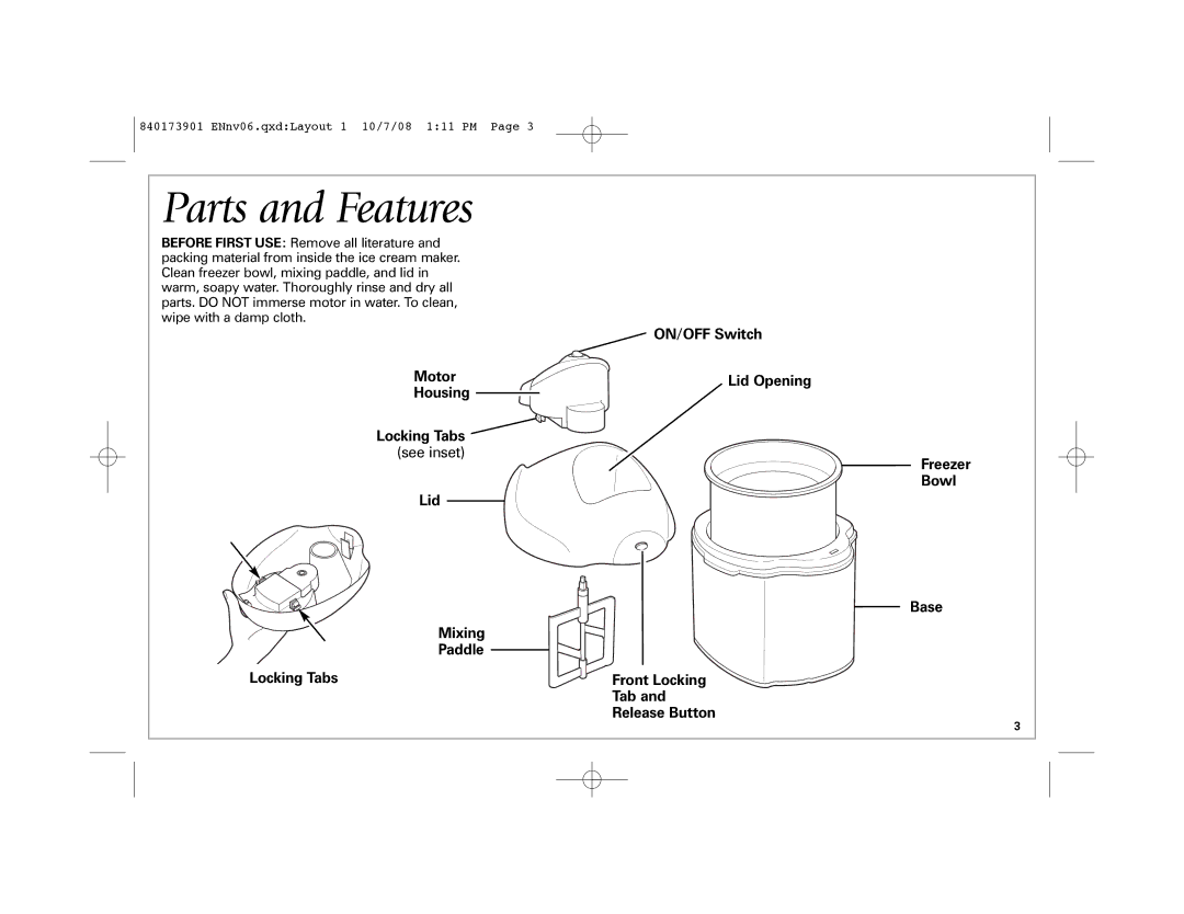 Hamilton Beach 68320 manual Parts and Features 