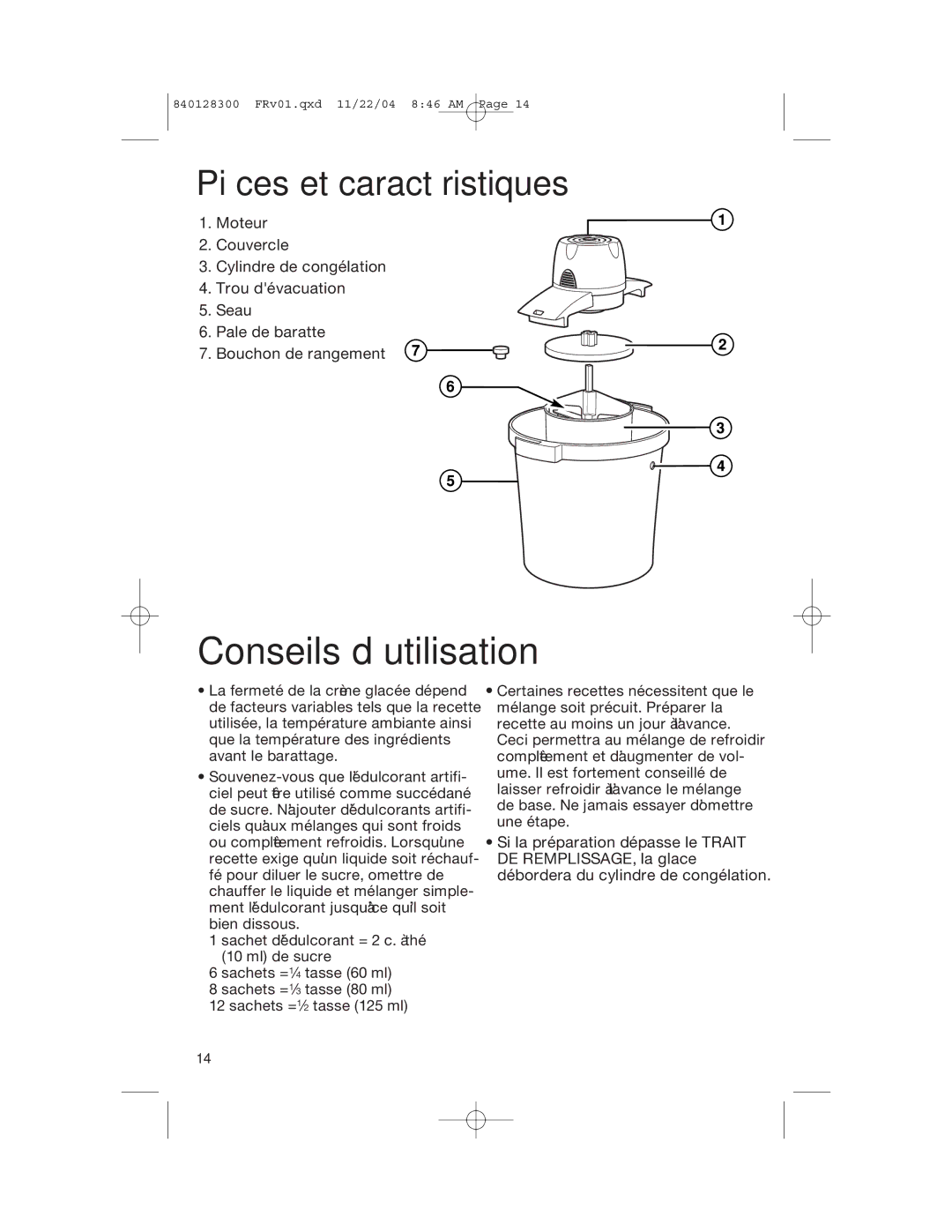 Hamilton Beach 68330 manual Conseils d’utilisation, Pièces et caractéristiques 