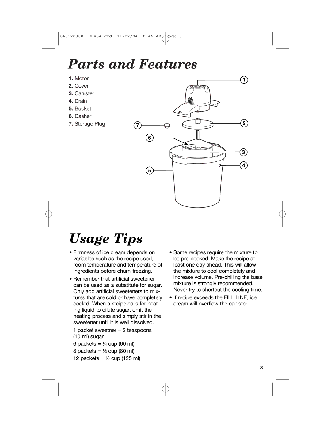 Hamilton Beach 68330 manual Parts and Features, Usage Tips 