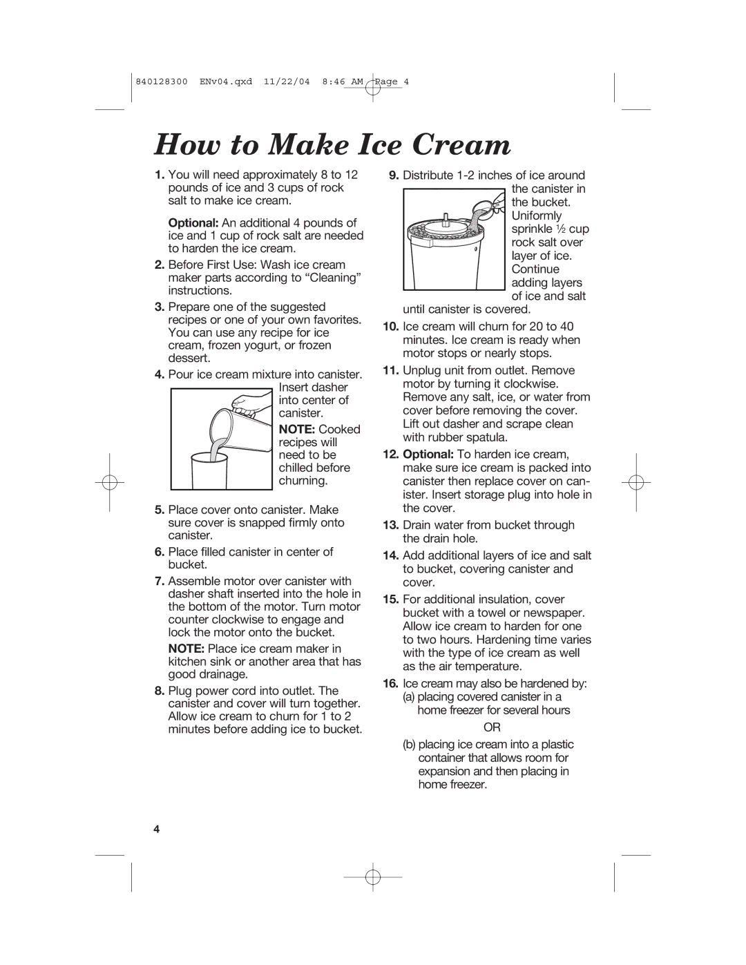 Hamilton Beach 68330 manual How to Make Ice Cream 