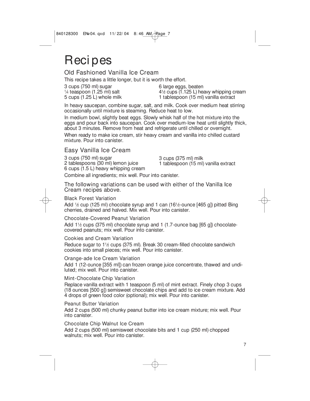 Hamilton Beach 68330 manual Recipes, Old Fashioned Vanilla Ice Cream, Easy Vanilla Ice Cream 