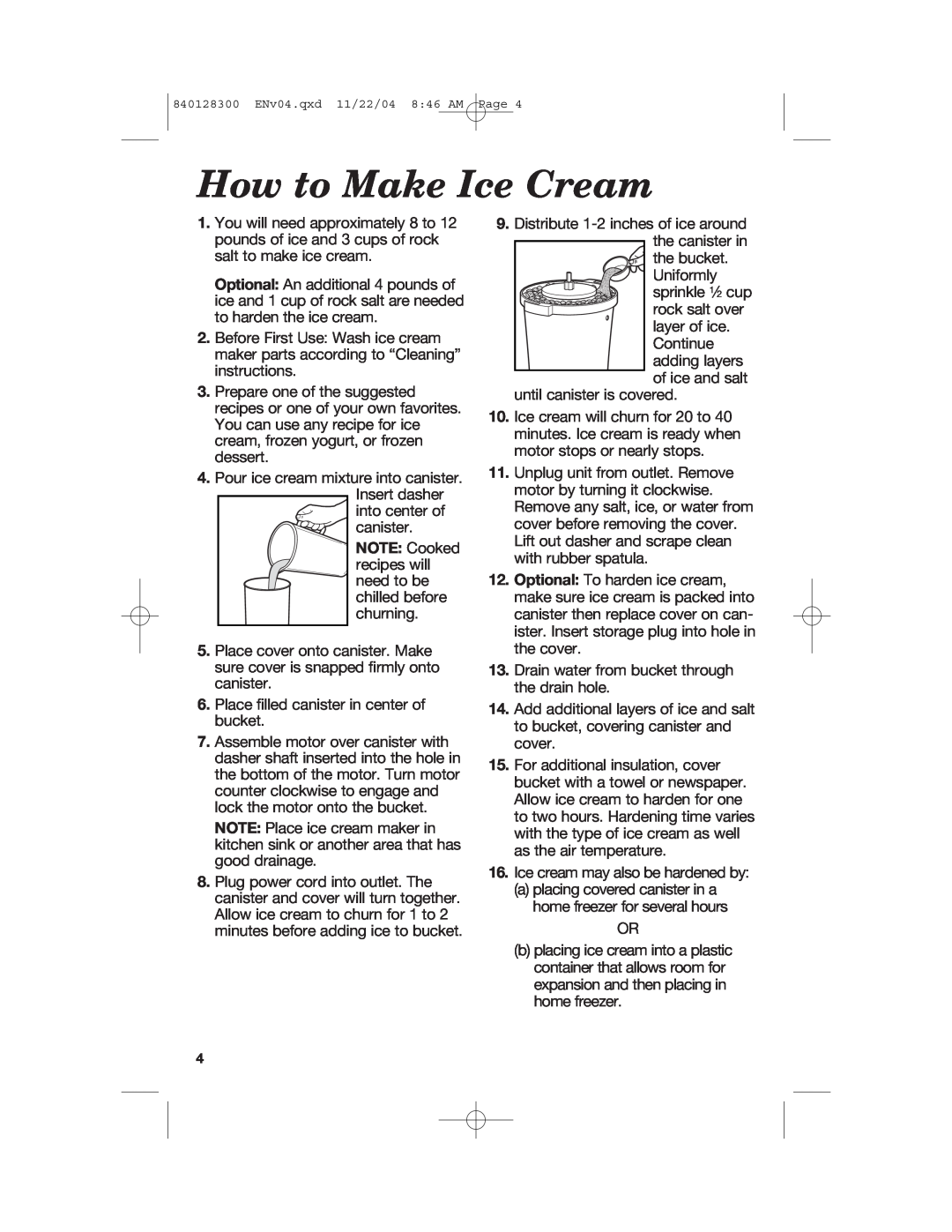 Hamilton Beach 68330 manual How to Make Ice Cream 