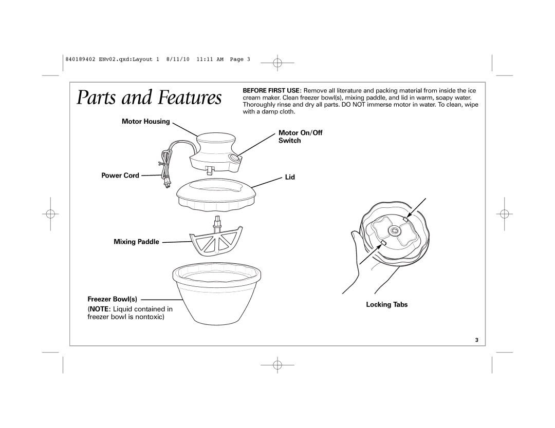 Hamilton Beach 68550E manual Lid 