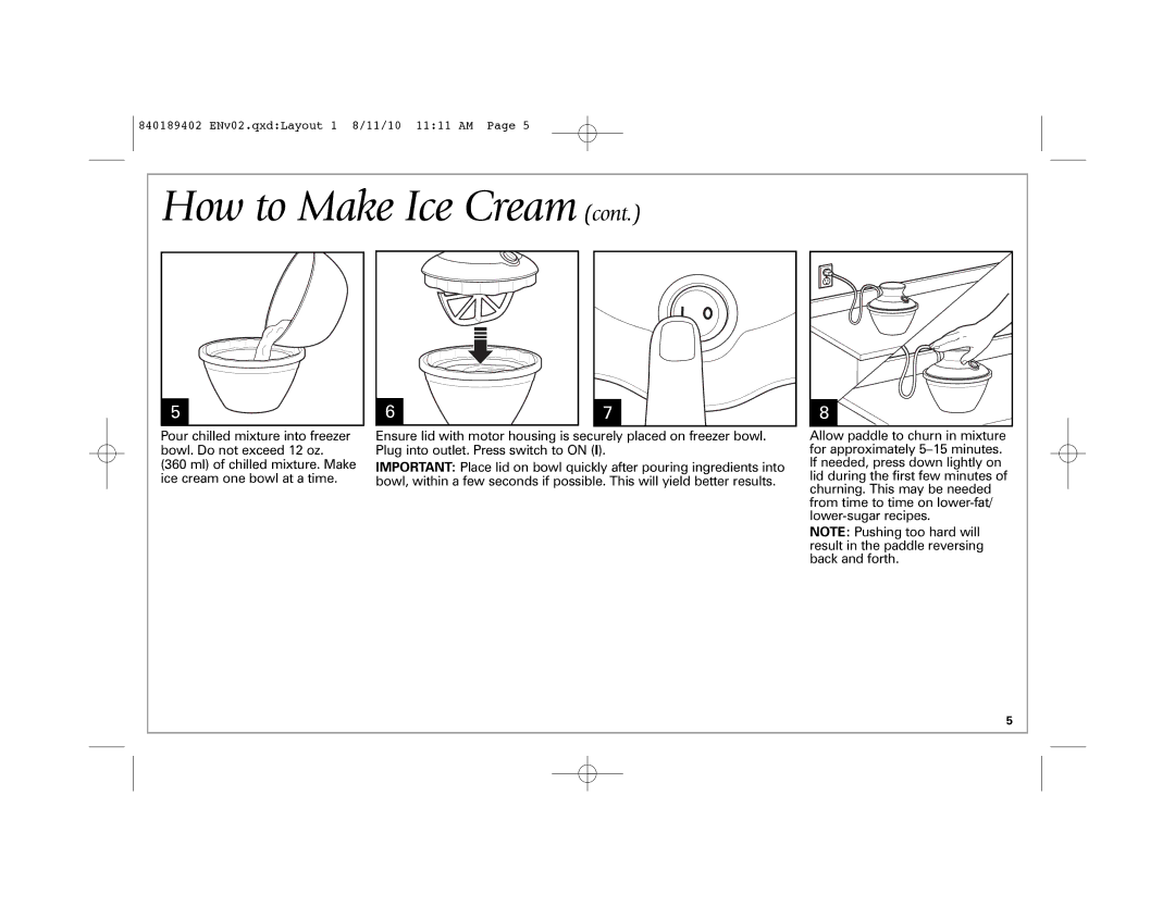 Hamilton Beach 68550E manual How to Make Ice Cream 