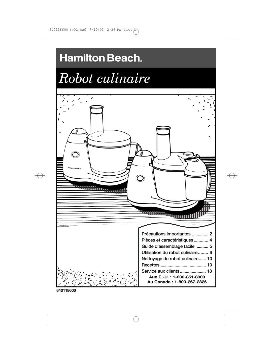 Hamilton Beach 70550RC manual Guide d’assemblage facile, Utilisation du robot culinaire, Nettoyage du robot culinaire 