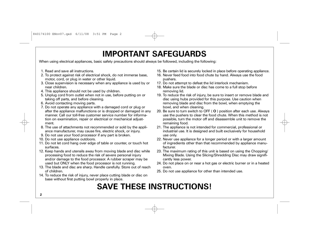 Hamilton Beach 70570C manual Important Safeguards 