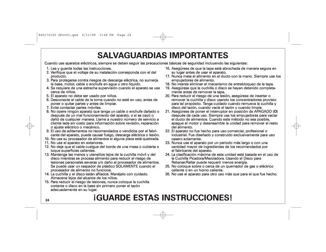 Hamilton Beach 70570C manual Salvaguardias Importantes, ¡Guarde Estas Instrucciones 