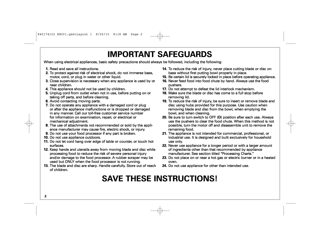 Hamilton Beach 70579, 70570 manual Important Safeguards, Save These Instructions 