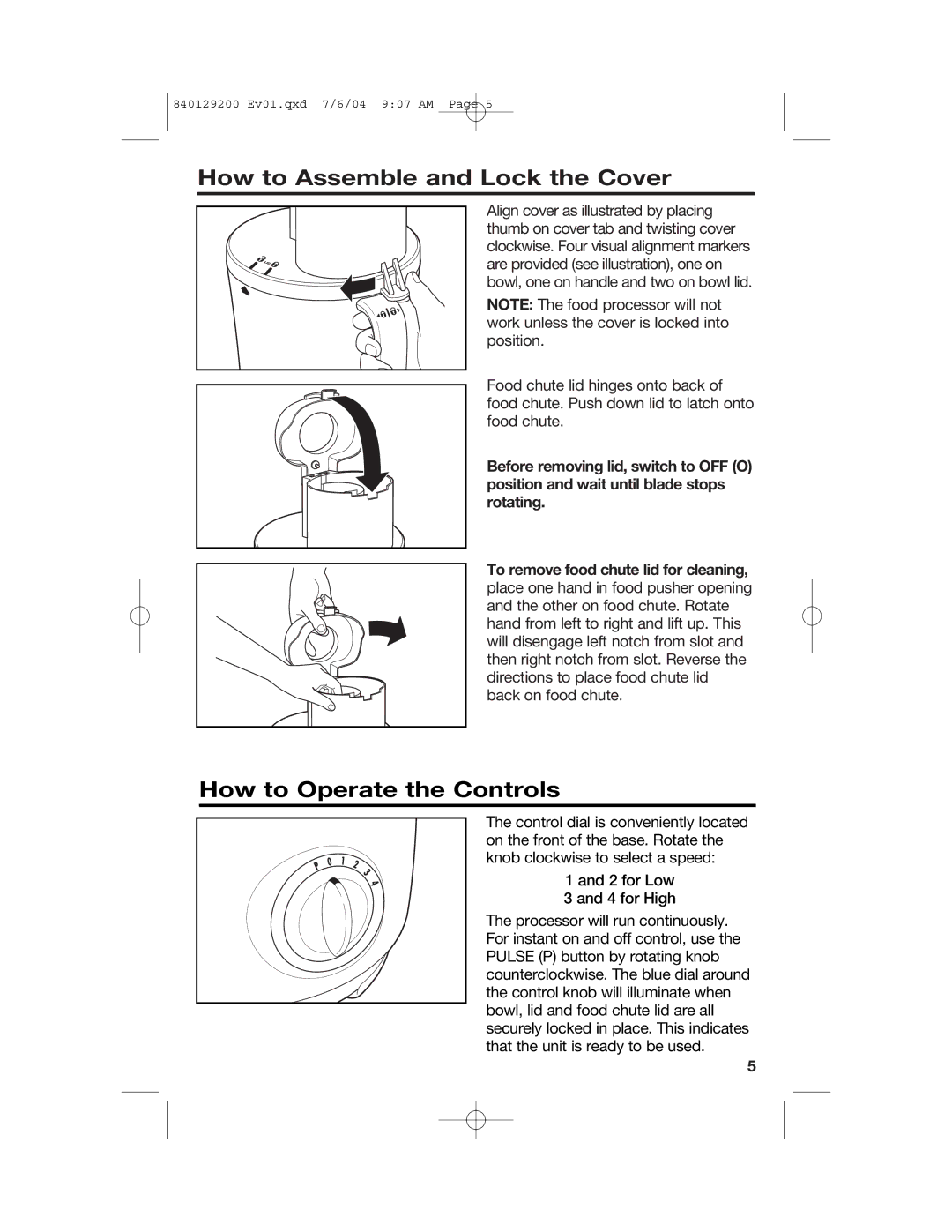 Hamilton Beach 70590C manual How to Assemble and Lock the Cover, How to Operate the Controls 