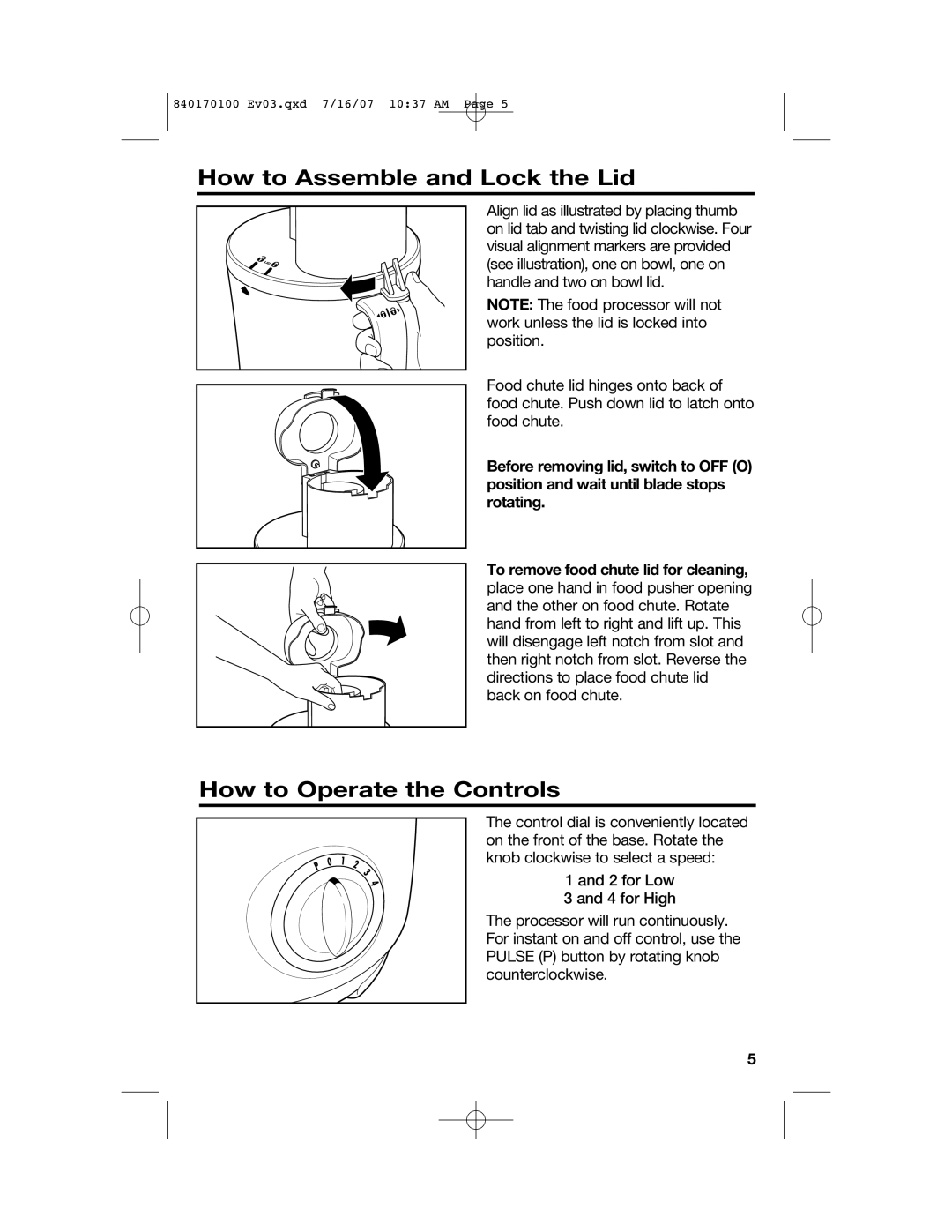 Hamilton Beach 70590H, 70595H, 70590CR, 840170100 manual How to Assemble and Lock the Lid, How to Operate the Controls 