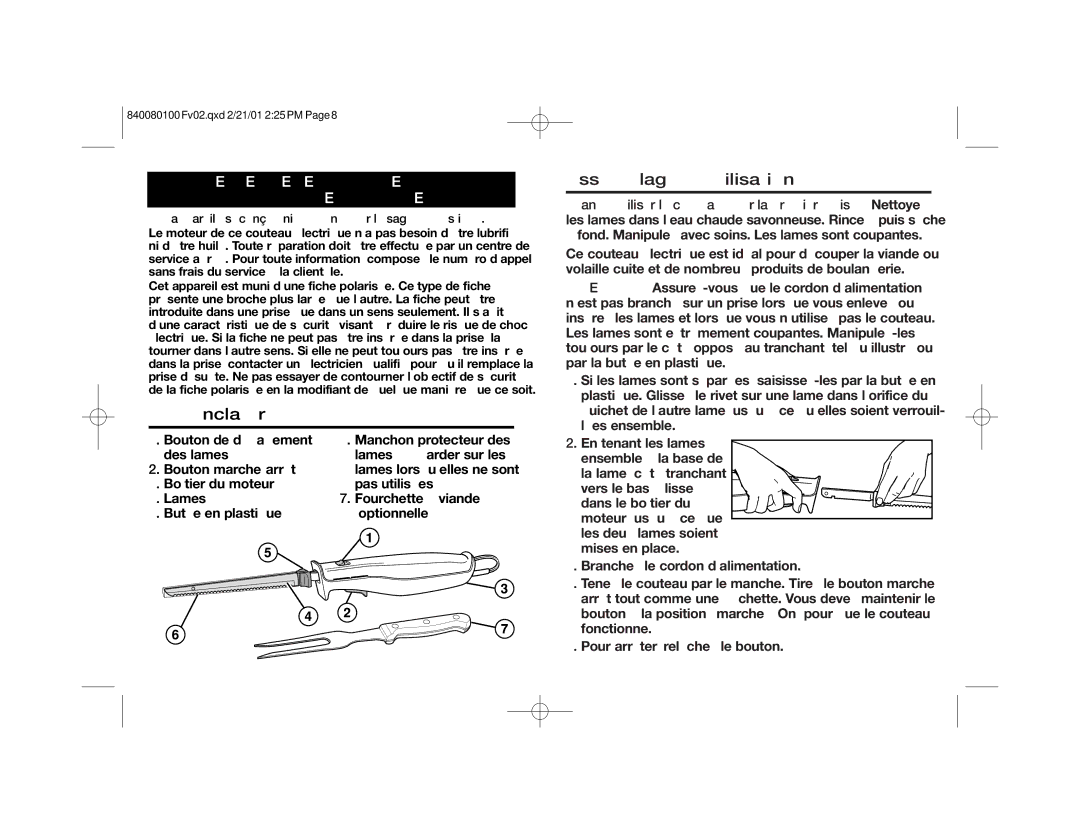 Hamilton Beach 74250 manual Nomenclature, Assemblage et utilisation, Renseignements Concernant LA Sécurité DE L’UTILISATEUR 