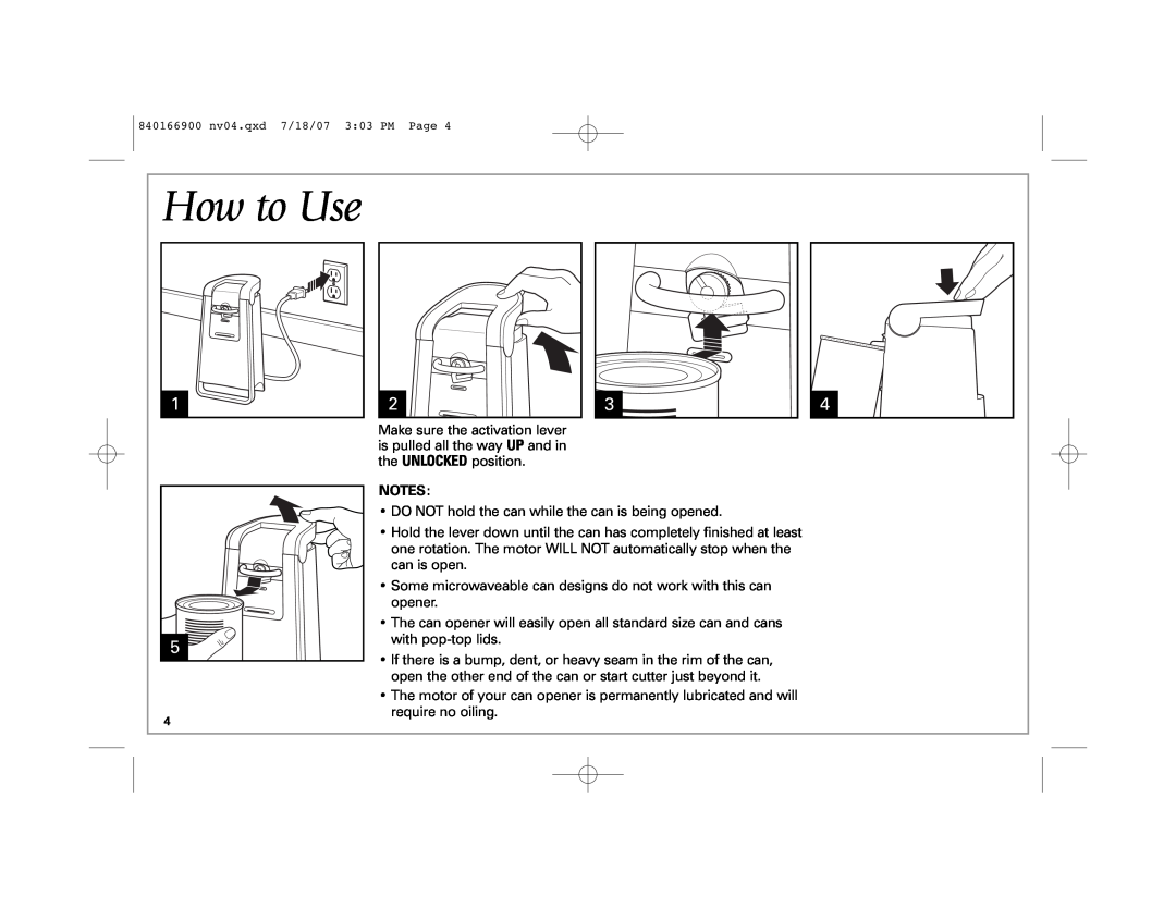 Hamilton Beach 76607 manual How to Use 
