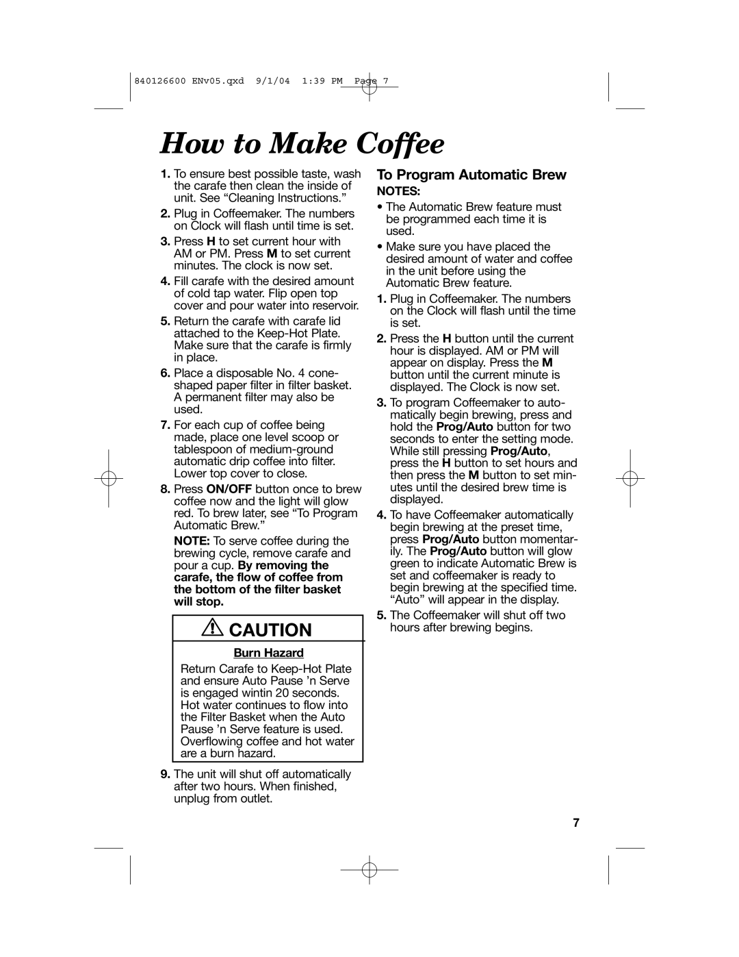 Hamilton Beach 80674 manual How to Make Coffee, To Program Automatic Brew 
