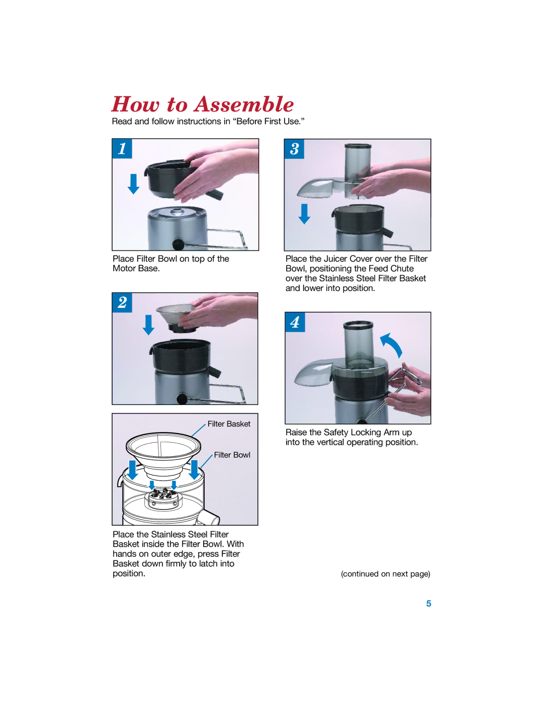 Hamilton Beach 840067800 manual How to Assemble 