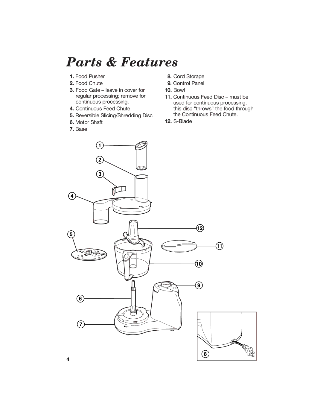 Hamilton Beach 840072000 manual Parts & Features 