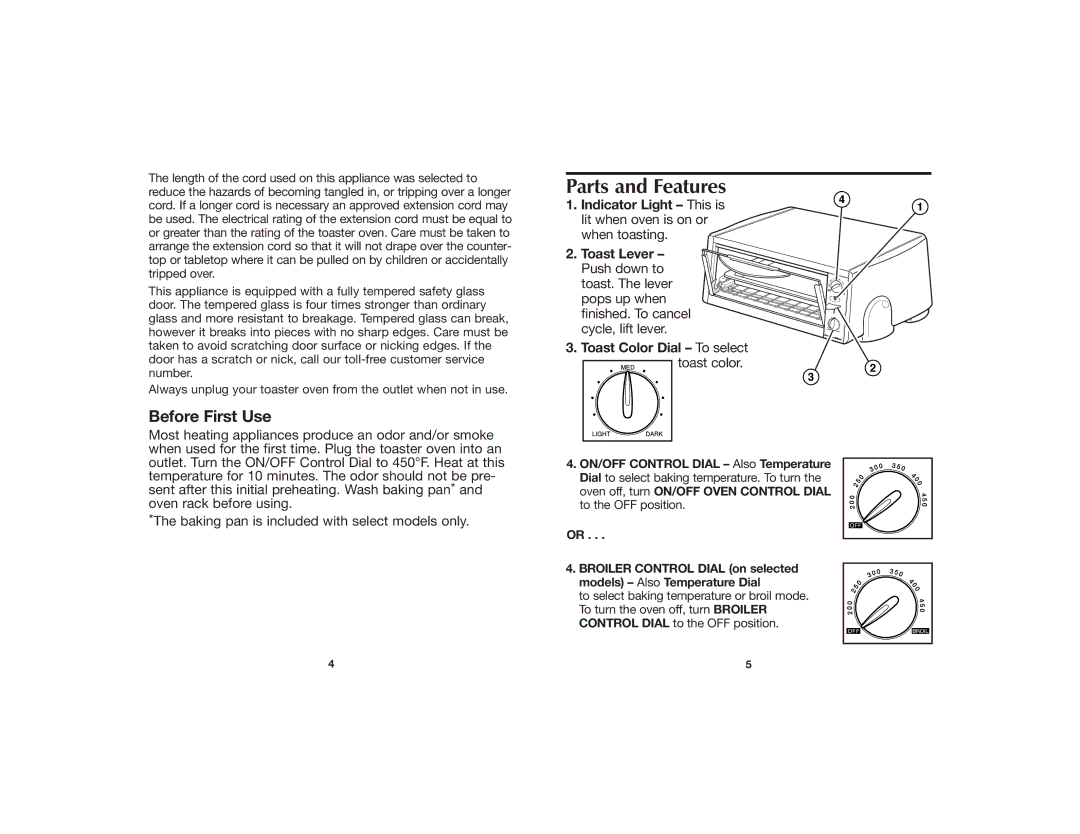 Hamilton Beach 840073100 manual Parts and Features, Before First Use 